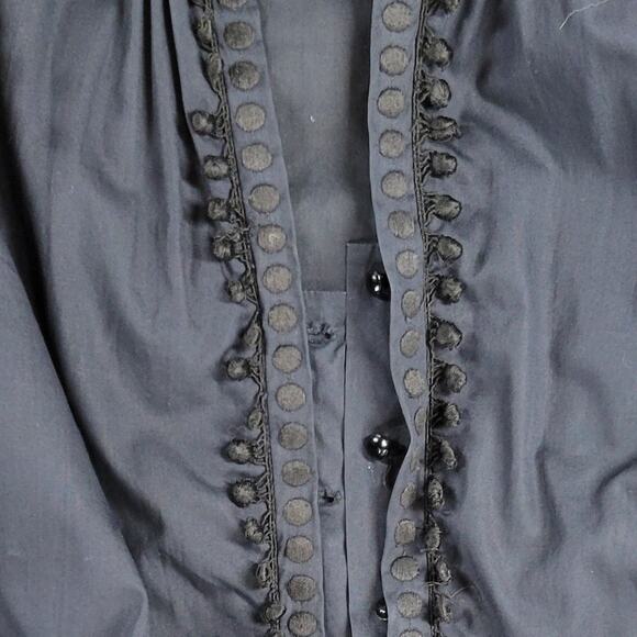 VTG Carlye Poplin Eyelet Dress Navy Embroidered Lace Glass Buttons A-Line - Picture 15 of 16